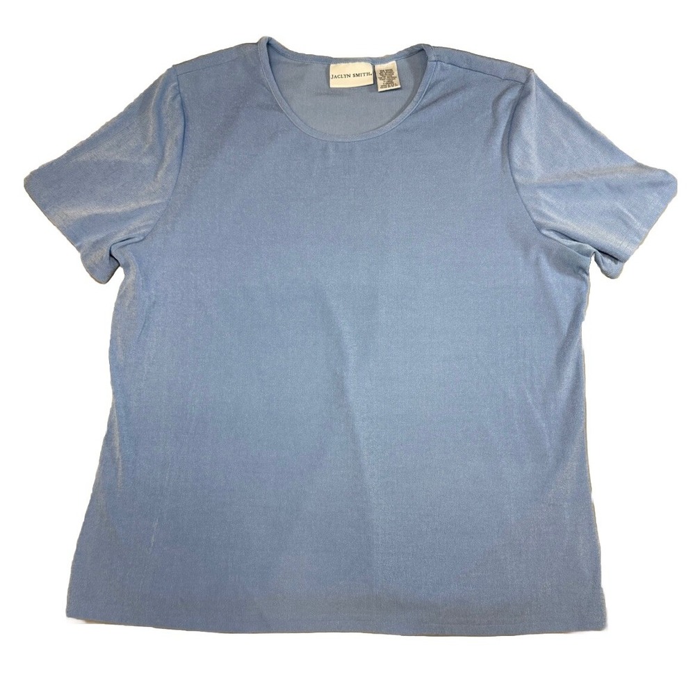 Jaclyn Smith Womens XL T-Shirt Top Blue Stretch Lightweight Nylon Spandex